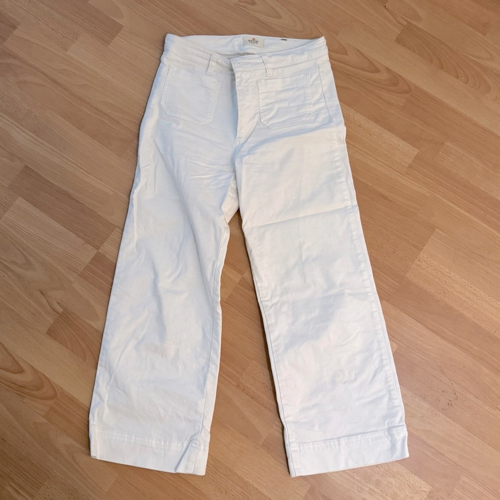 Marine Layer White Wide Leg Crop Jeans
